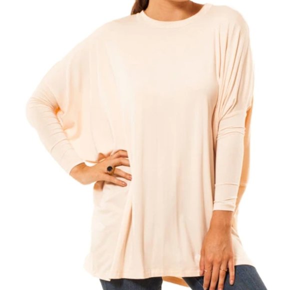 Audrey 3+1 Light Pink Dolman Long Sleeve Top/Tunic - Picture 1 of 9
